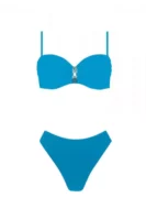 Plavi dvodijelni kupaći kostim s žicom i suptilnim ukrasom