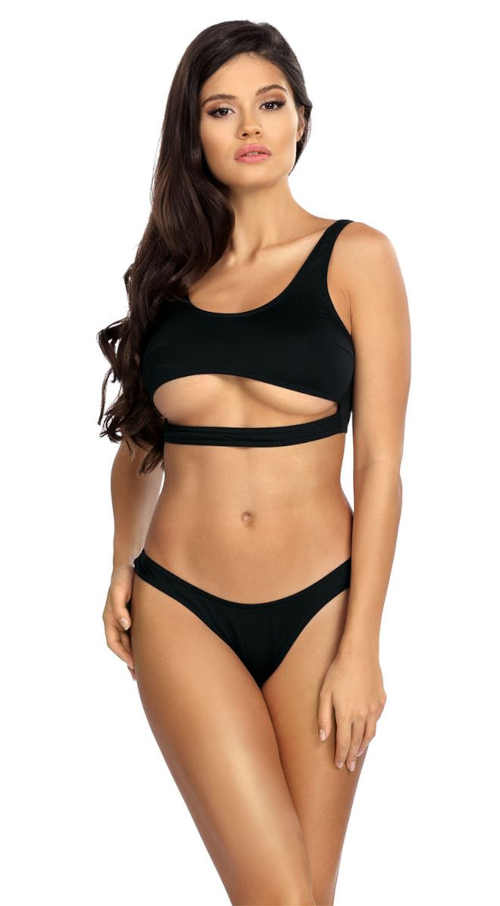 Ženski bikini bez ojačanja u crnoj boji